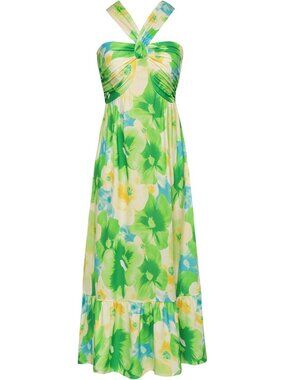 Women's Maxi Dress Green Viola Halter Neck Sleeveless A LINE Summer Comfort